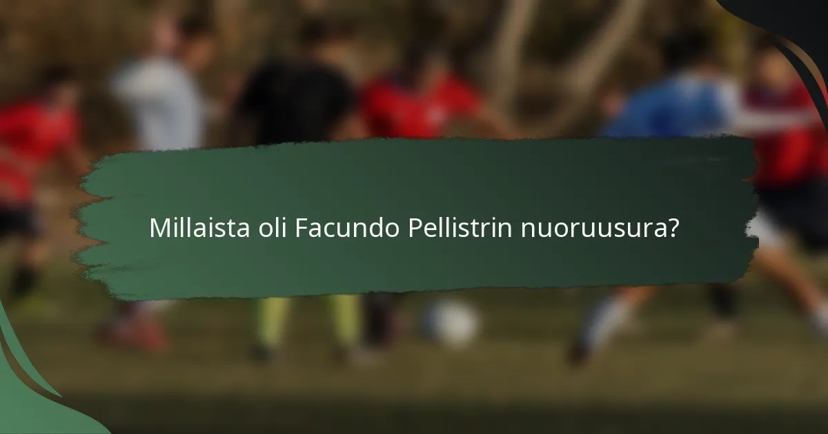 Millaista oli Facundo Pellistrin nuoruusura?