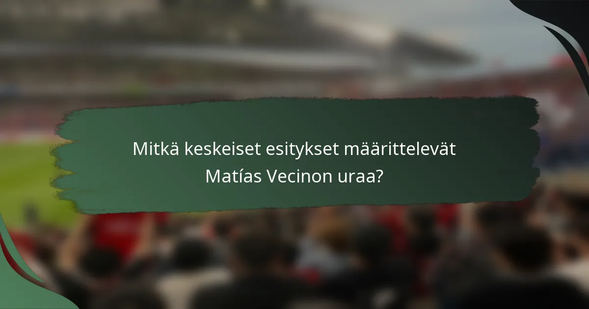 Mitkä keskeiset esitykset määrittelevät Matías Vecinon uraa?