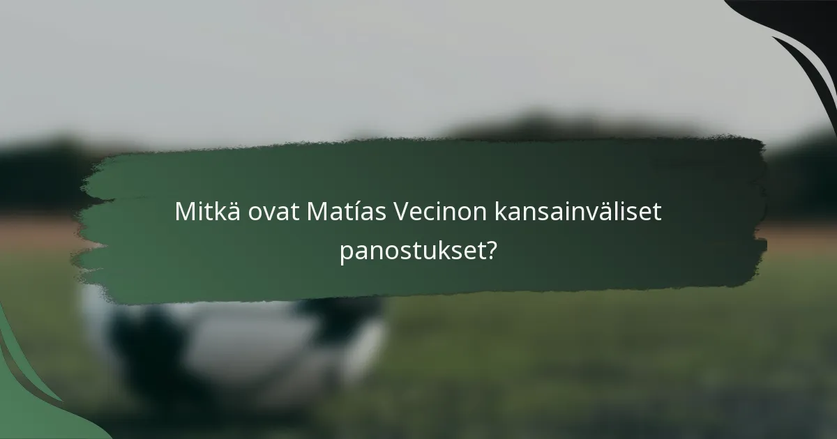 Mitkä ovat Matías Vecinon kansainväliset panostukset?